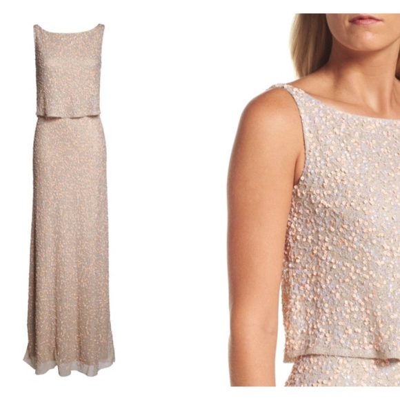 NEW Adrianna Papell sequin popover mermaid gown  Size 6 - Picture 7 of 9